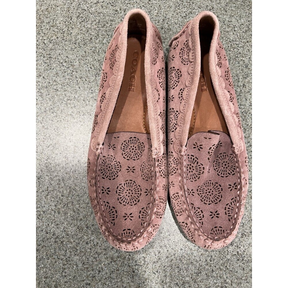 Coach Suede Crosby Driver With Cut Out Tea Dusty Rose Loafers Slip On 9.5B NEW